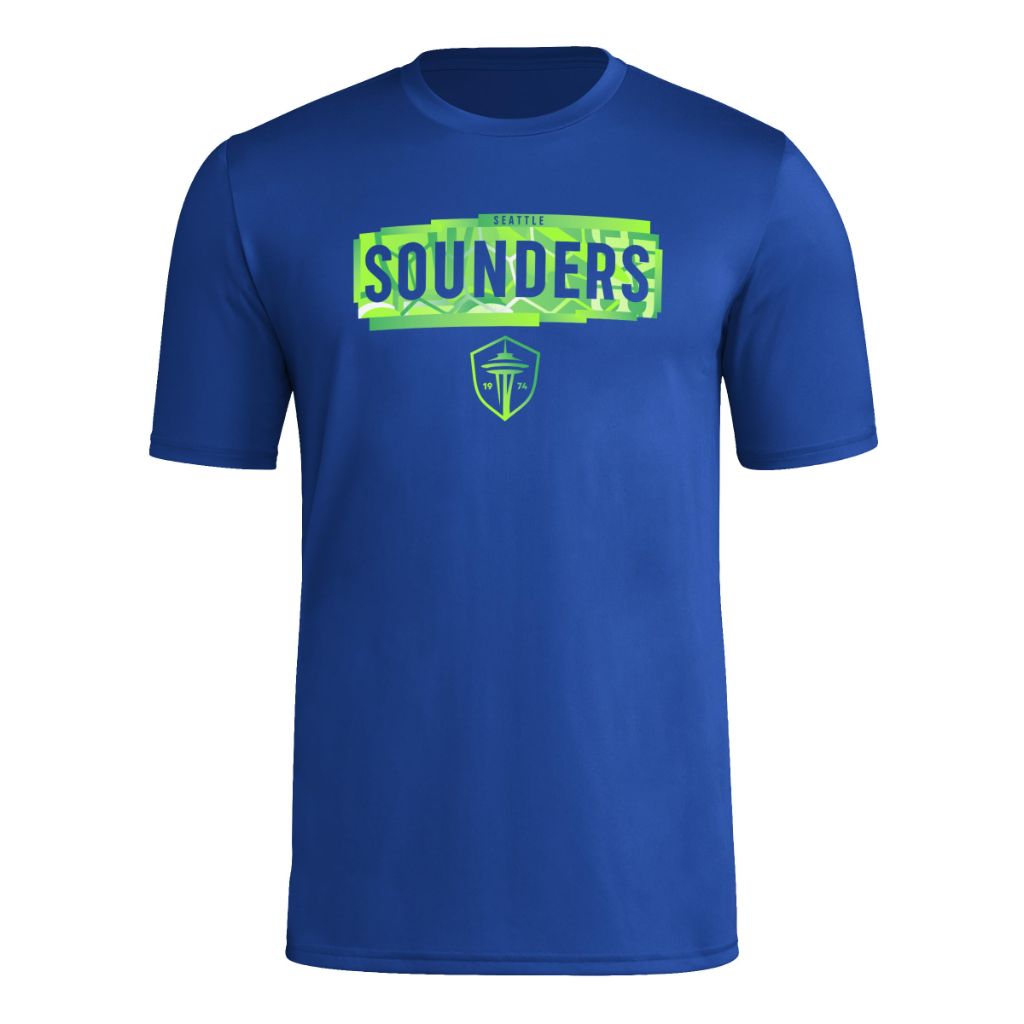 adidas Men's MLS Soccer Pre-Game Short Sleeve T-Shirt - Seattle Sounders, Royal Blue (XXL Tall)
