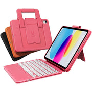 PAUL B for iPad 11th/10th Gen Case with Keyboard 11/10.9 inch A16 2025/2022,Handbag Design Wireless Keyboard Cover for iPad 11/10 Gen, with Pencil Holder,Multi-Touch Trackpad (Pink)