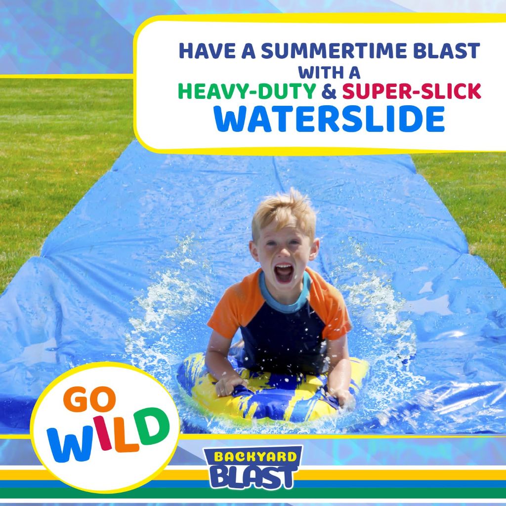 BACKYARD BLAST - 30' x 6' Heavy Duty Waterslide with Sprinkler - Easy to Setup - Extra Thick to Prevent Rips & Tears