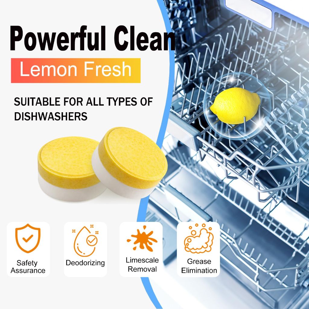 Dishwasher Cleaner And Deodorizer Tablets 40 Pack + Deep Cleaning Action, Fresh Scent, Eco-Friendly Formula