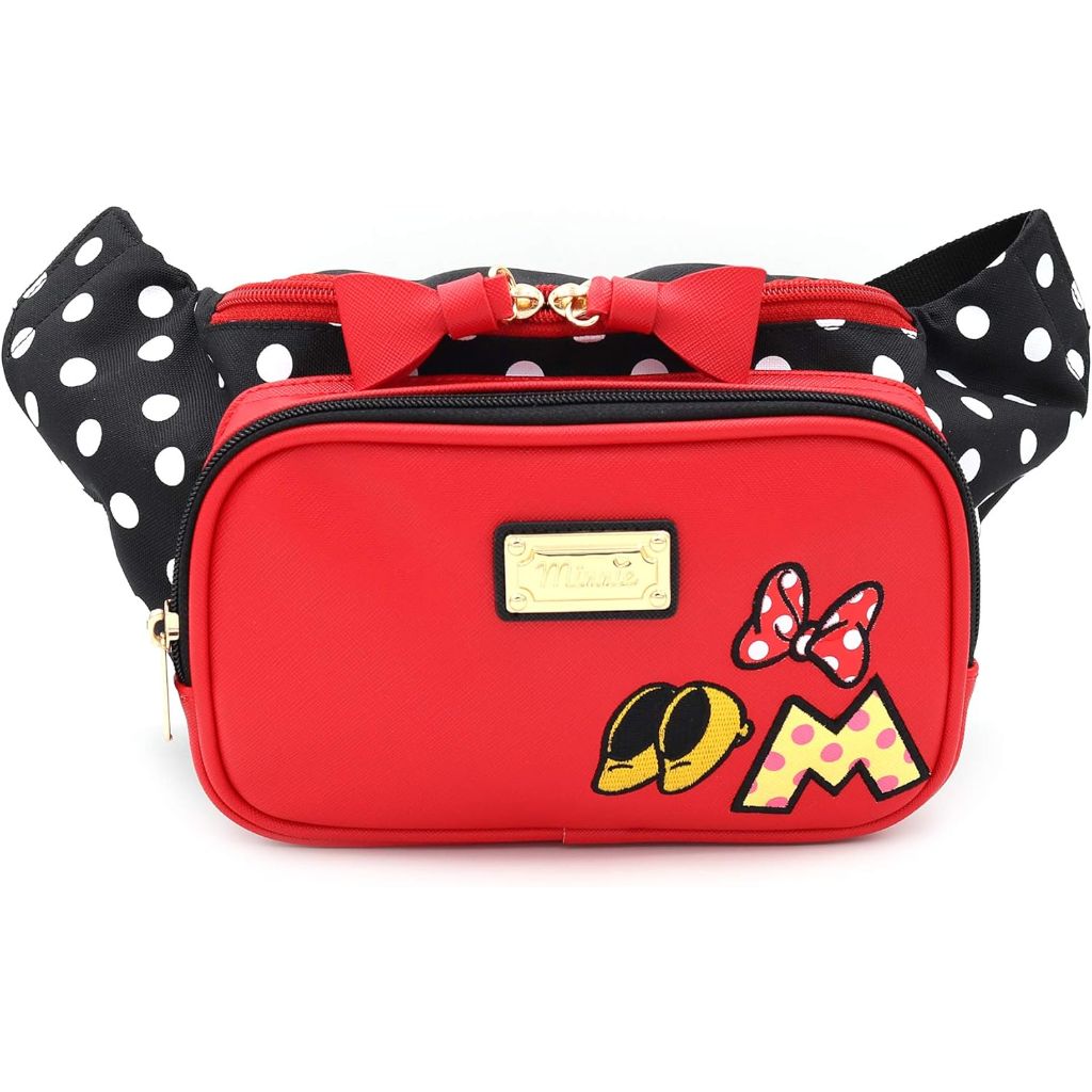 Minnie Ribbon Travel Bow Fanny Pack Crossbody Faux Leather Purse