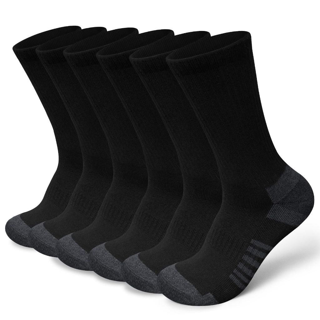 Vanfvok Cotton Crew Socks for Work Hiking, Thermal Warm Winter Boot Sock Cushioned Moisture Athletic Sports Running (6 Pairs)