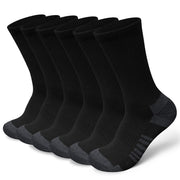 Vanfvok Cotton Crew Socks for Work Hiking, Thermal Warm Winter Boot Sock Cushioned Moisture Athletic Sports Running (6 Pairs)