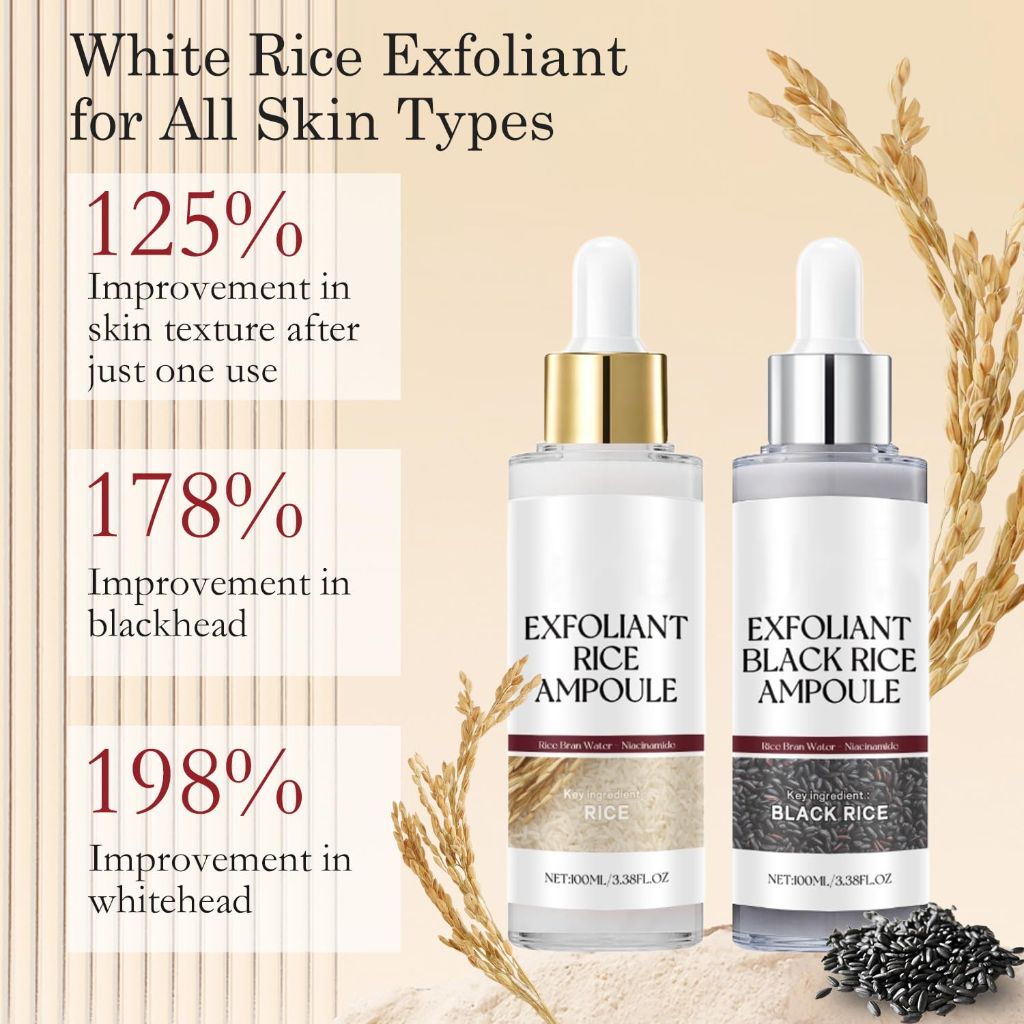 Peel Shot Glow Rice Exfoliating Ampoule Set - Black & White Rice for Brightening & Glowing Skin, 50mL ea.
