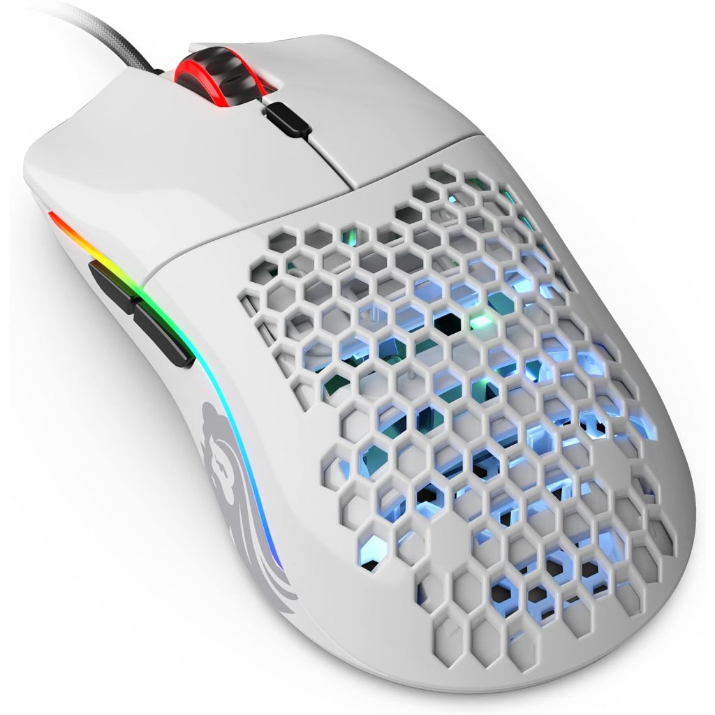 Glorious Gaming Superlight Wired PC Gaming Mouse with Honeycomb Shell, 6 Programmable Buttons, RGB Lighting & PTFE Skates - Model O, Glossy White
