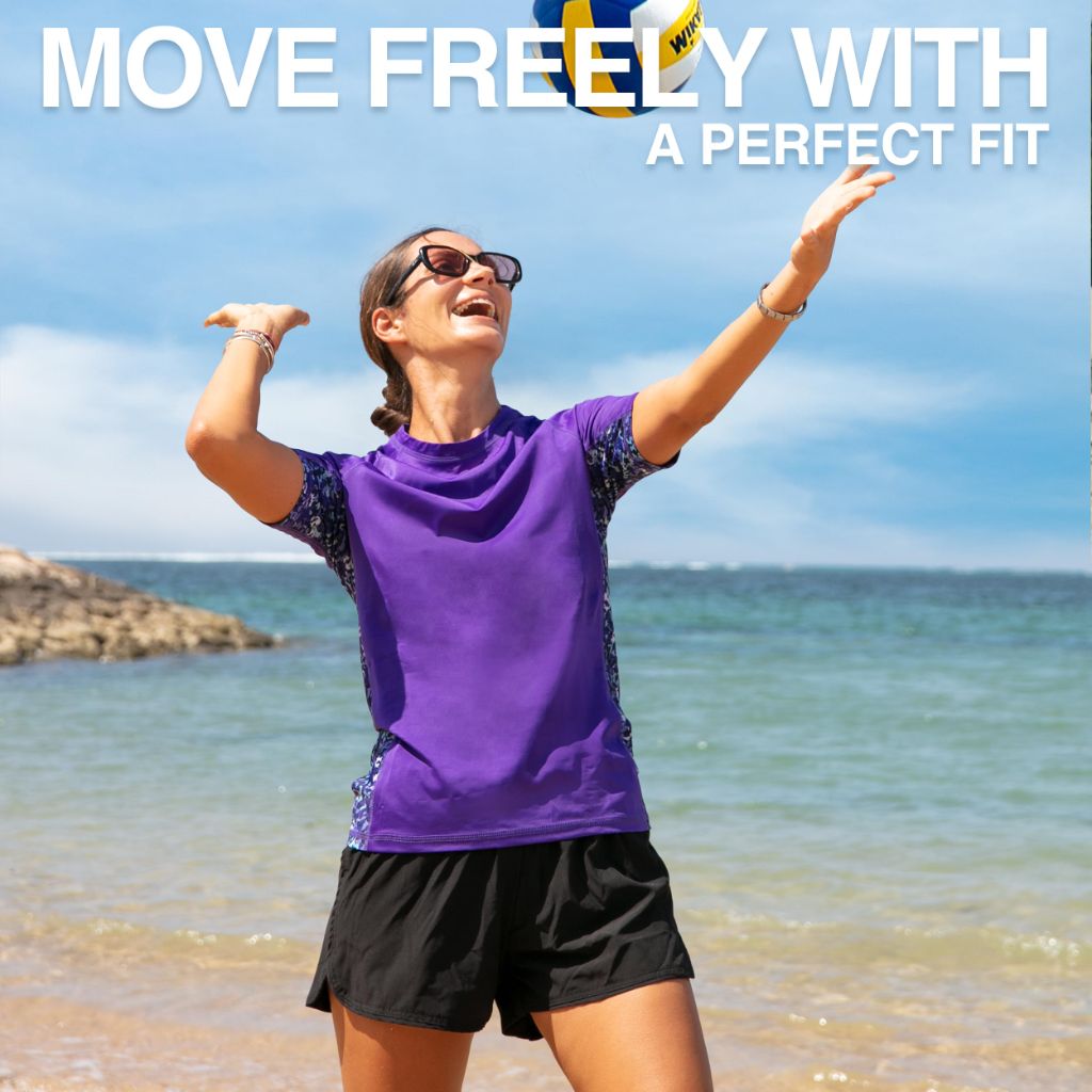 Kanu Surf Womens, Breeze UPF 50+ Short Sleeved Active Rashguard & Workout Top, Bloom Purple, Small