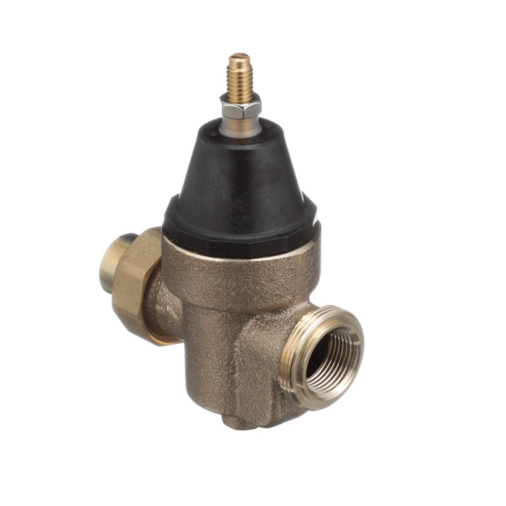 Watts LFN45B Series 1" Lead-Free Cast Copper Silicon Alloy Water Pressure Reducing Valve, NPT Thread Union Inlet x NPT Female Outlet, Elastomer Disc, Adjustable Pressure 25 to 75 psi, Maximum 400 psi