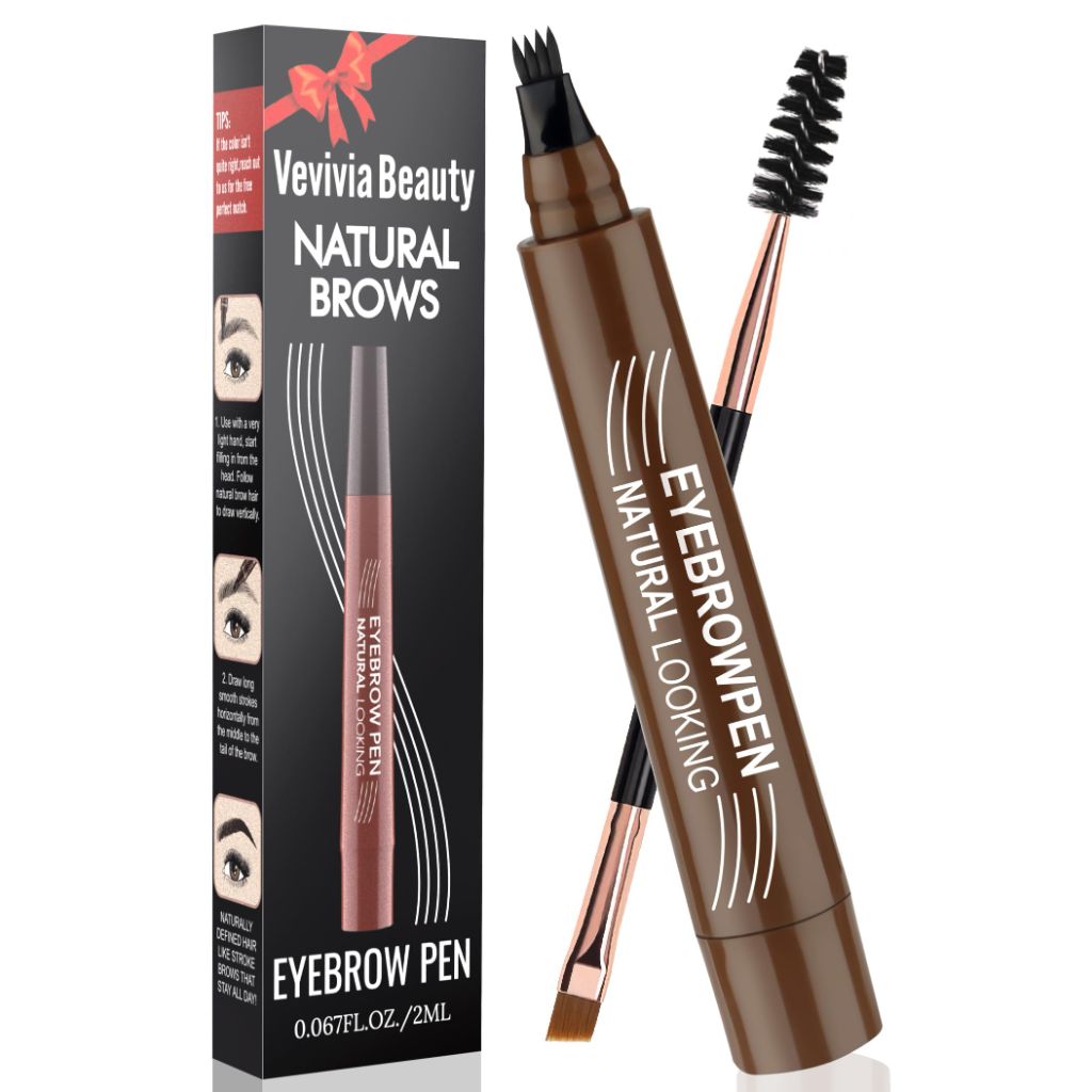 Eyebrow Pencil - Microblading Eyebrow Pen Waterproof 4 Fork Tip, Black/Brown
