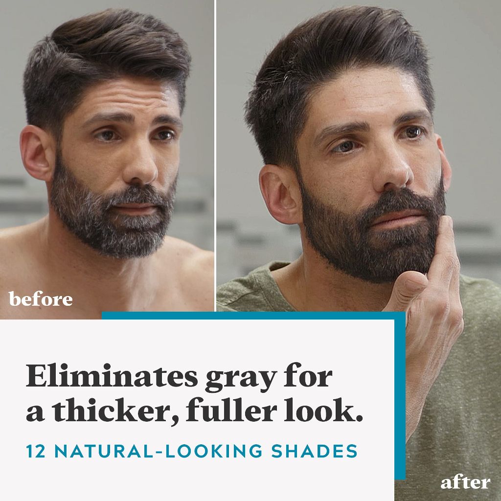 Just For Men Mustache & Beard, Beard Coloring for Gray Hair with Brush, Medium Brown, M-35, Pack of 3