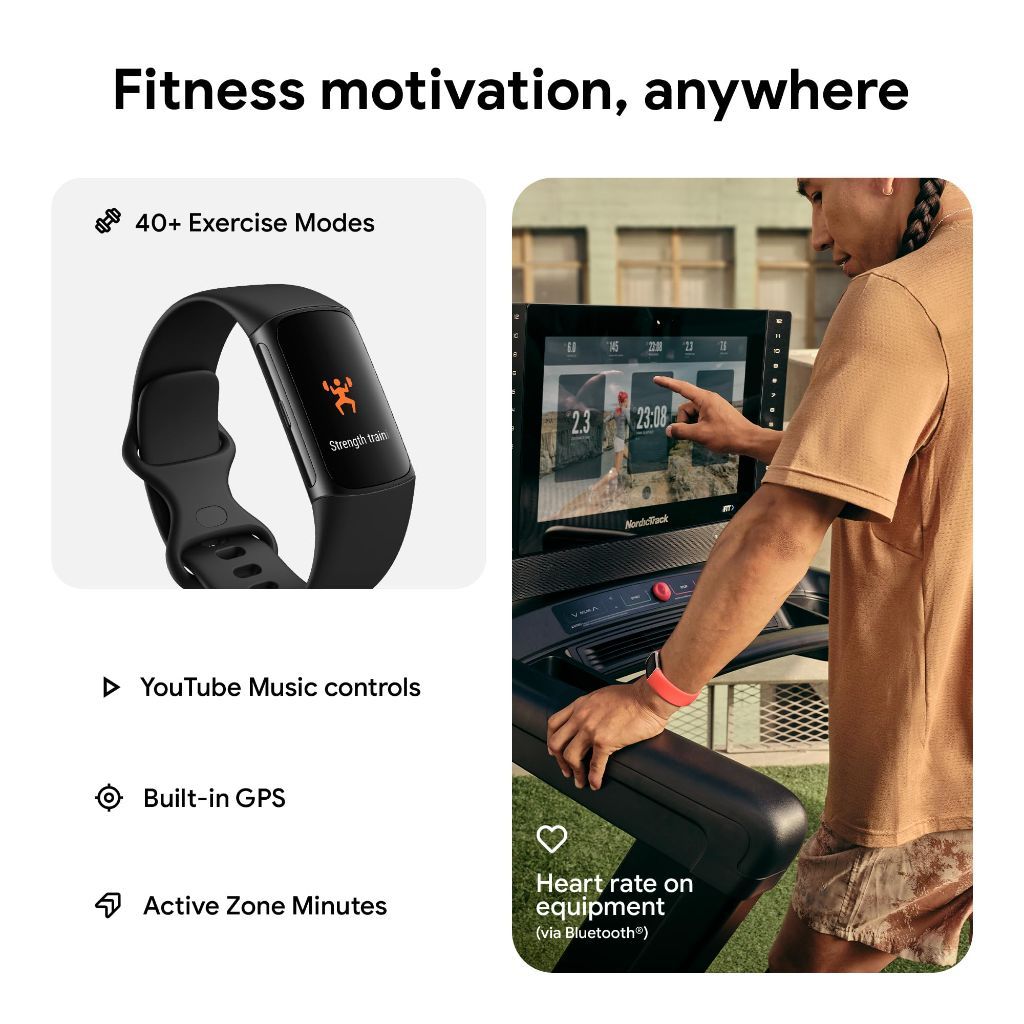 Fitbit Charge 6 Fitness Tracker - Obsidian/Black, One Size (S & L Bands Included)