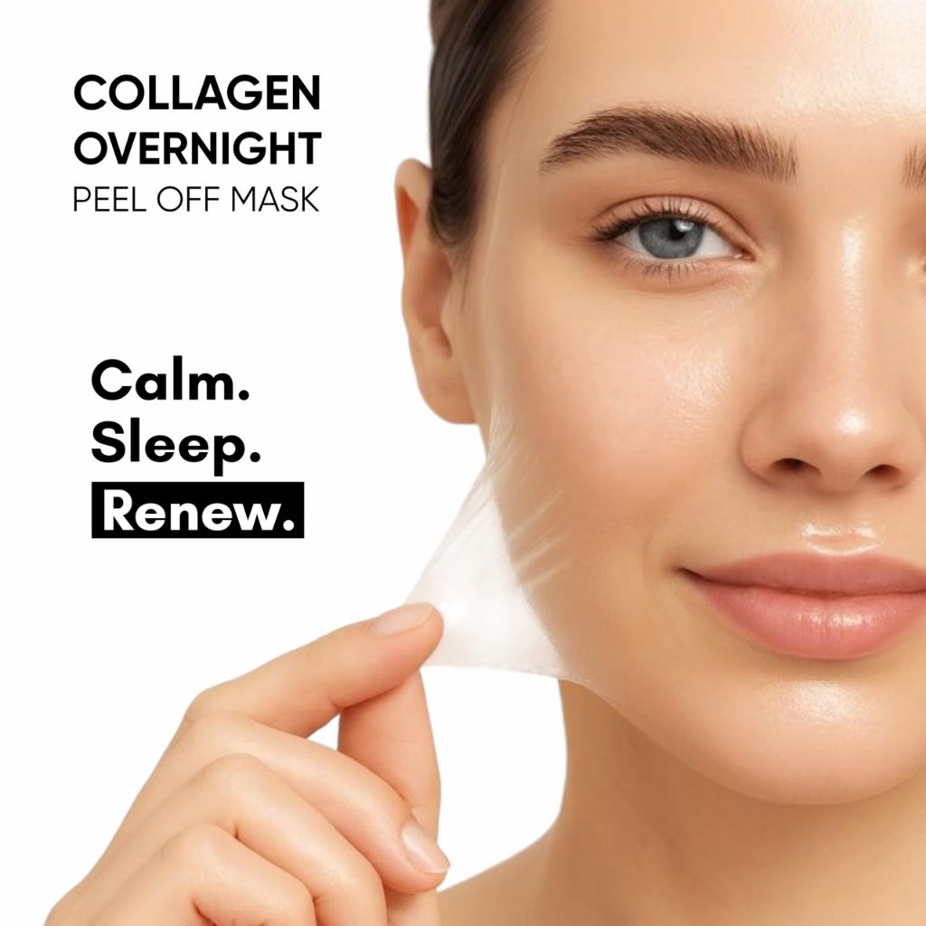 Masofta Collagen Overnight Peel Off Mask with Niacinamide, Hyaluronic Acid & Ceramides, 3.5 oz