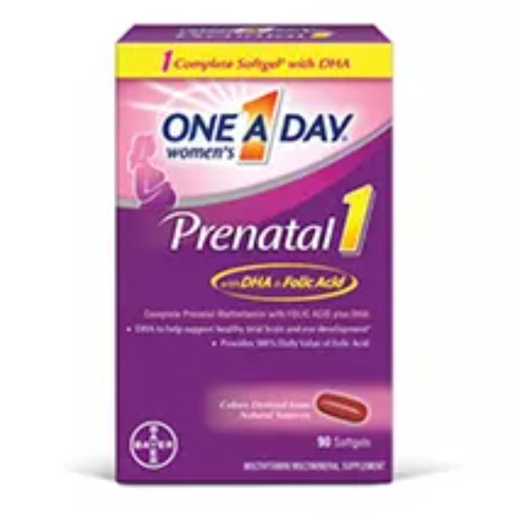 One A Day Prenatal Vitamins  Folic Acid  Iron  Omega 3 (DHA)   90 Count