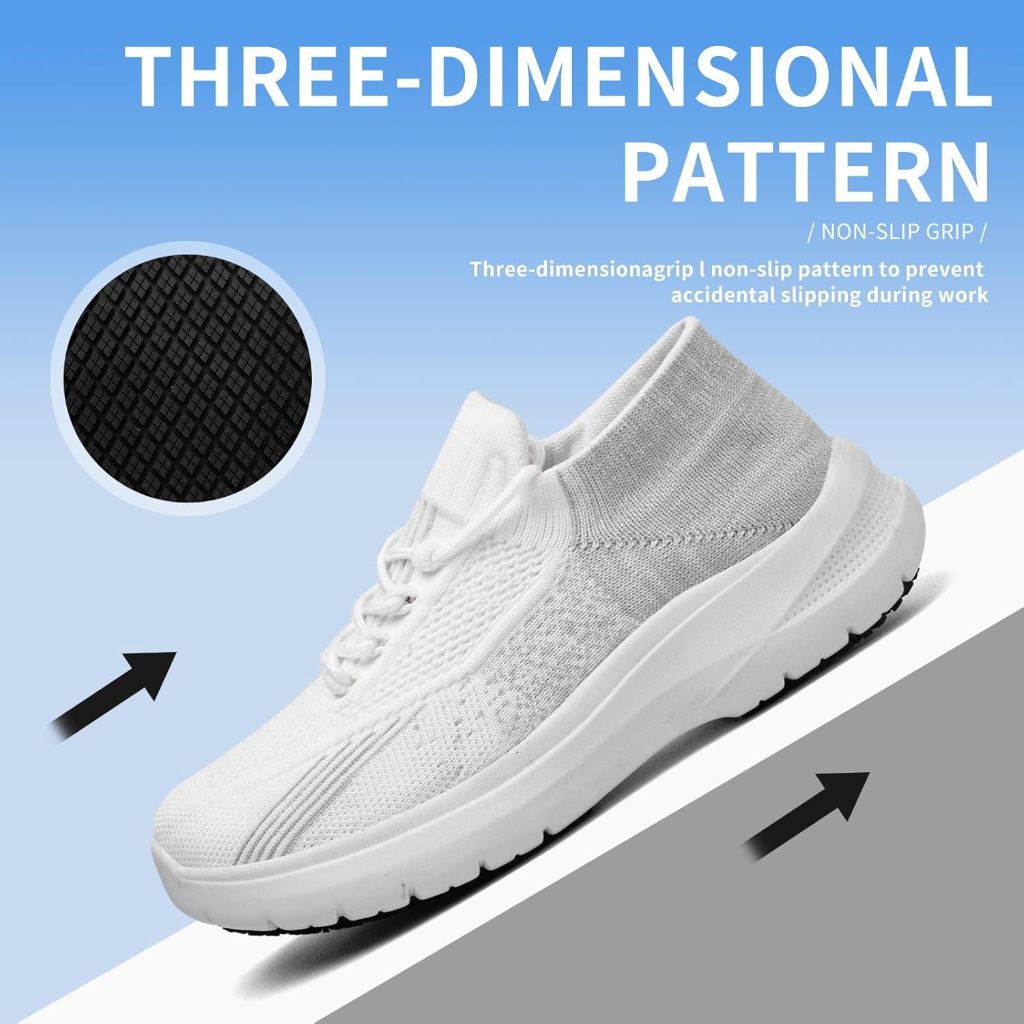 SZ 9.5, Treesky - Non Slip Shoes for Women, Slip Resistant | White