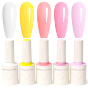VENALISA Gel Nail Polish Set with Nail tips - White Yellow Pink Light Purple  5 Pcs