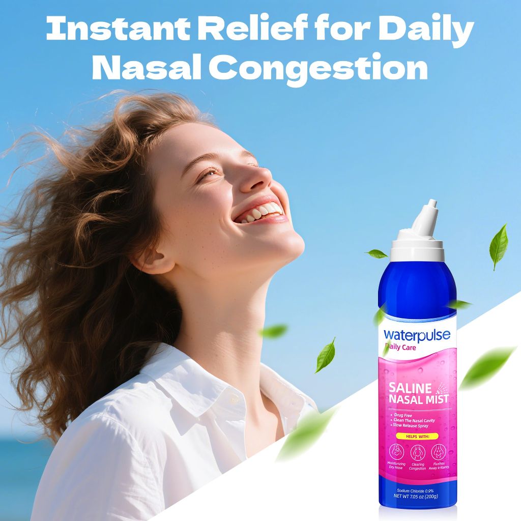 Waterpulse Saline Nasal Mist for Nasal Care - Drug-Free Nasal Relief with Pure Isotonic Solution | 7.05 oz