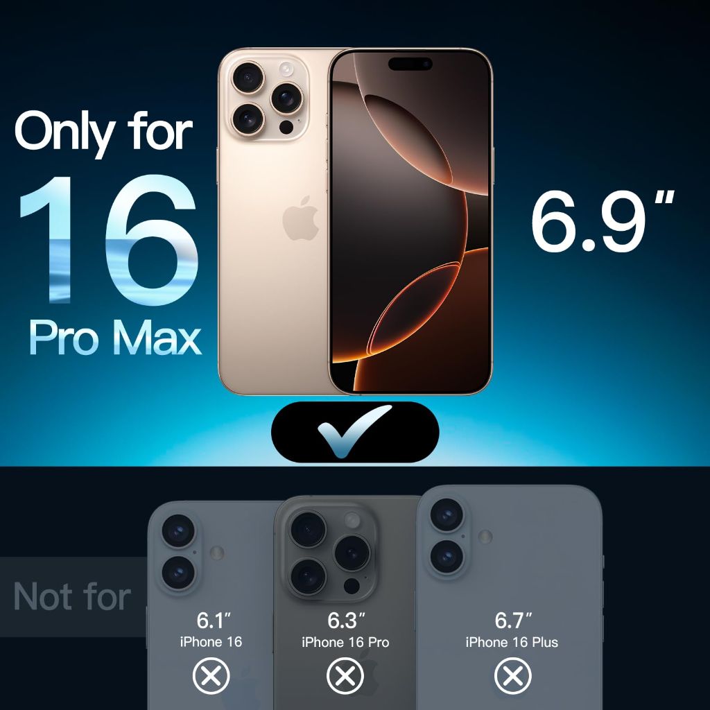 JETech Tempered Glass Screen Protector for iPhone 16 Pro Max 6.9-Inch, 3-Pack