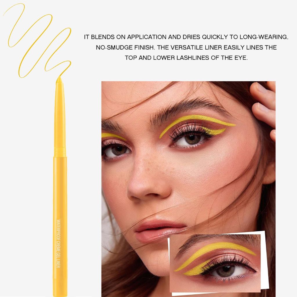 JIMYAUQIN High-Pigmented Waterproof Eyeliner Pencil, Yellow - 0.2g