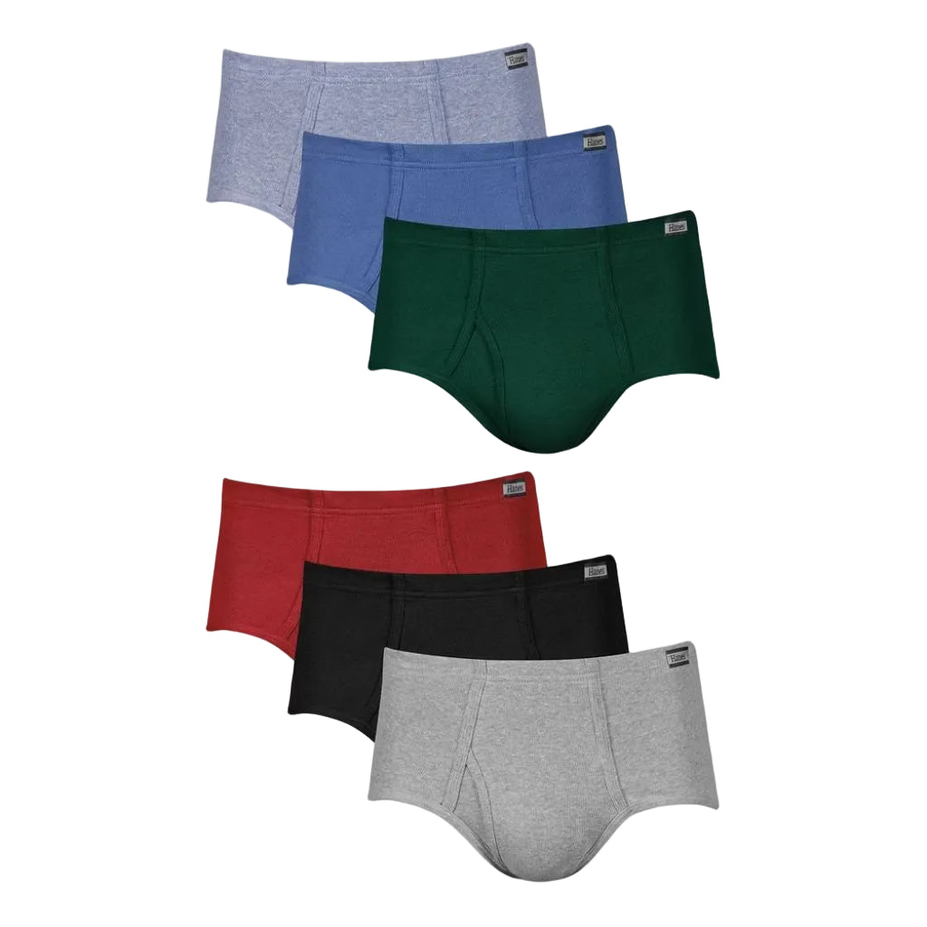 Hanes Men's Comfort Soft Waistband Mid-Rise Briefs 6pk - Blue/Green/Gray L: Tagless, Breathable, Moisture Wicking