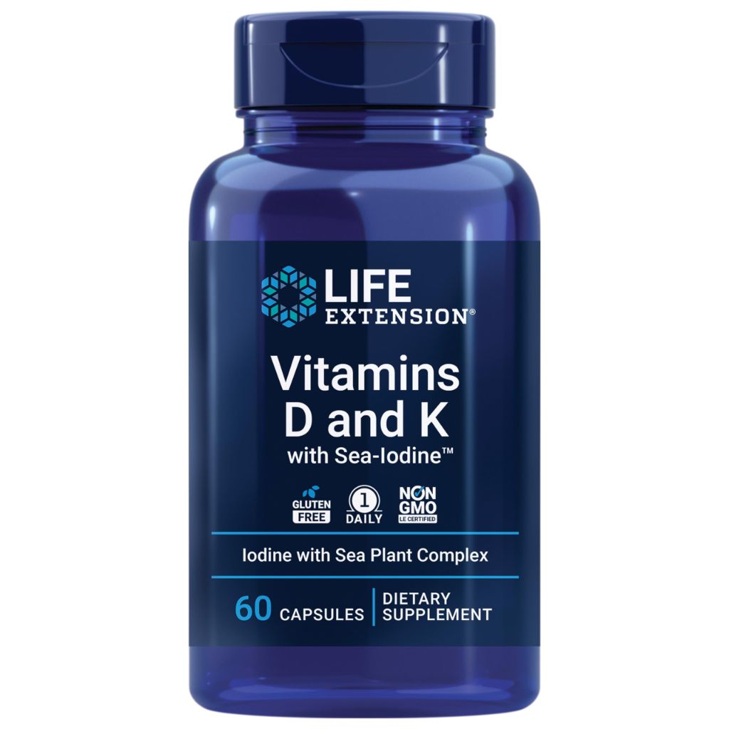 Life Extension Vitamins D and K with Sea-Iodine - 60 Capsules