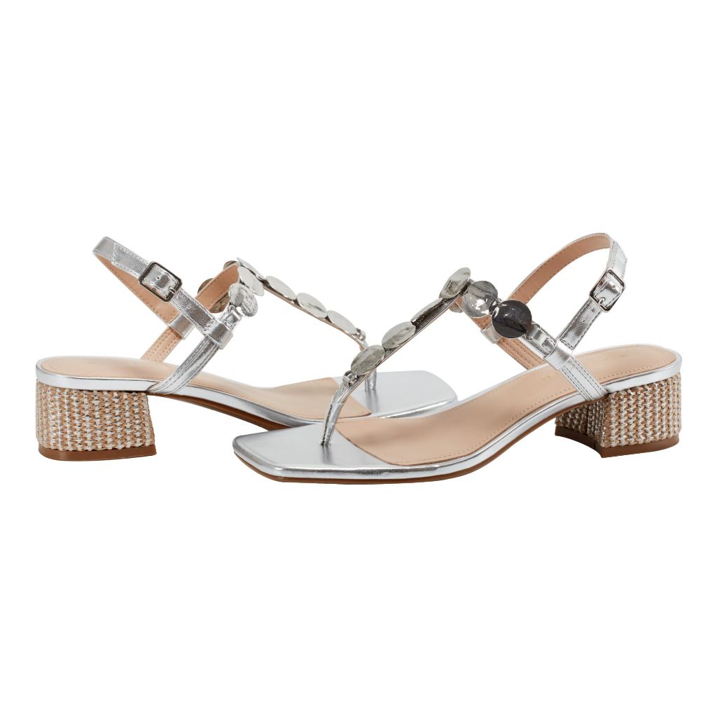 Marc Fisher Women's Caylie Heeled Sandal, Silver 040, 6.5