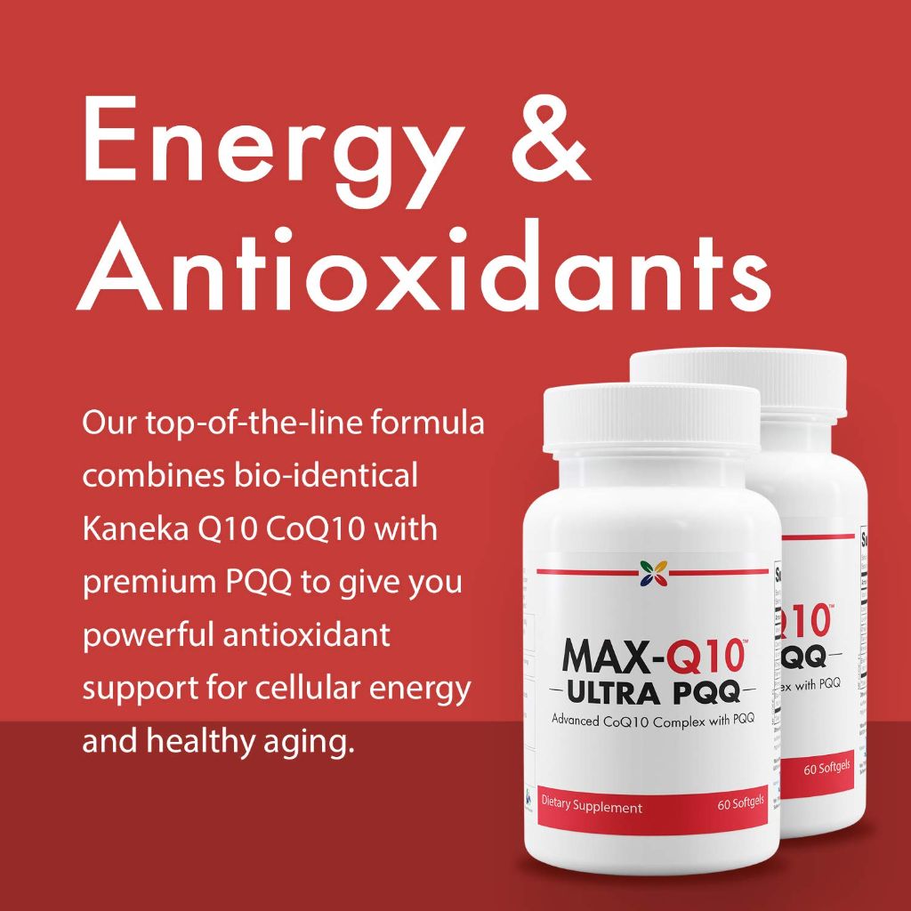 MAX-Q10 ULTRA CoQ10 with BioPQQ - Advanced CoQ10 Complex with PQQ - 60 Softgels