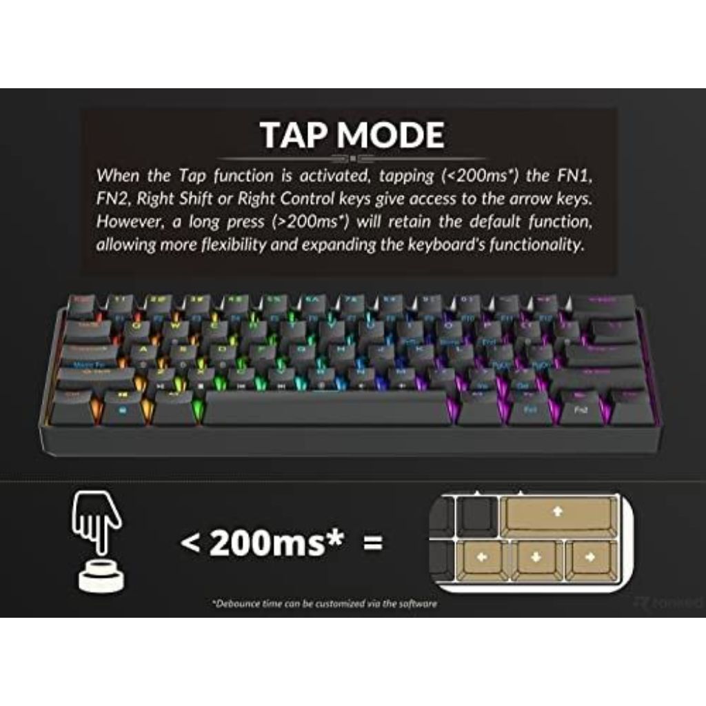Ranked N60 Nova 60% Form Factor | Hot Swappable Mechanical Gaming Keyboard | 61 Keys Multi Color RGB LED Backlit for PC/Mac Gamer (Black, Gateron Pro