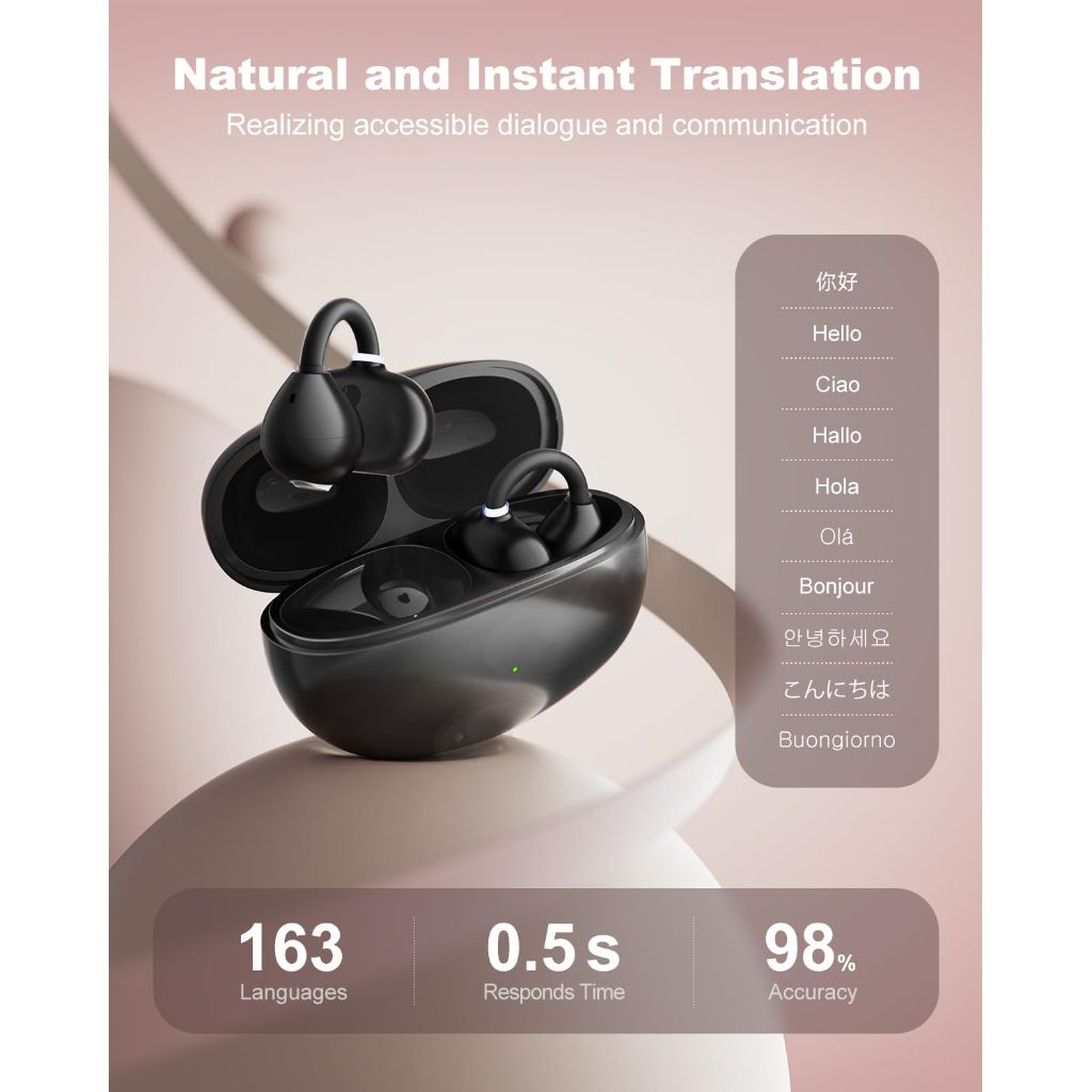 AMINY - AI Translation Earbuds Real Time 163 Accents & Languages Translator Earbuds