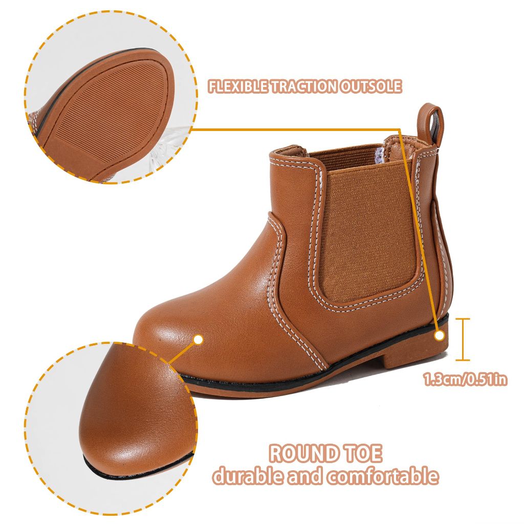 CIXVXCI Girls Fashion Ankle Boots Chelsea Booties for Toddler, Size 10 Toddler, Brown