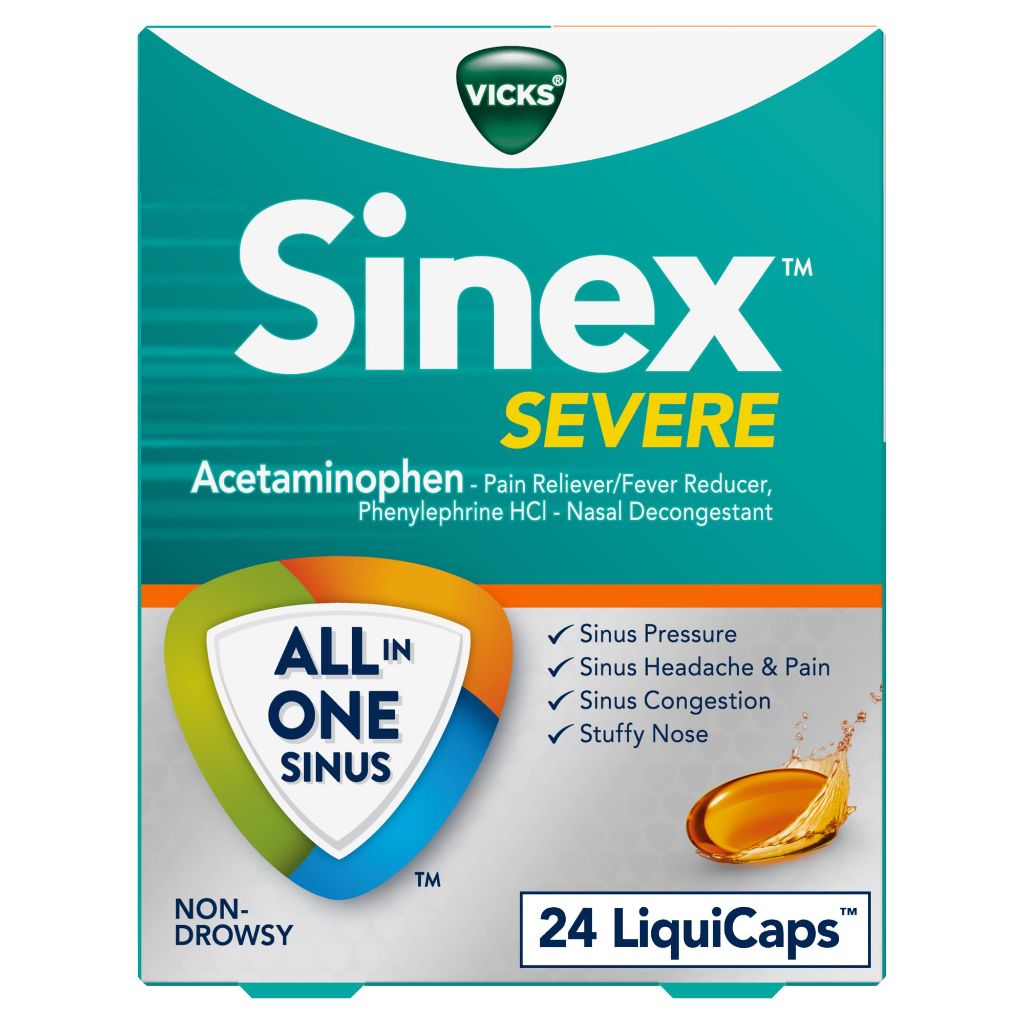 Vicks Sinex SEVERE LiquiCaps, All-In-One Sinus Relief, Maximum Strength | 24 LiquiCaps