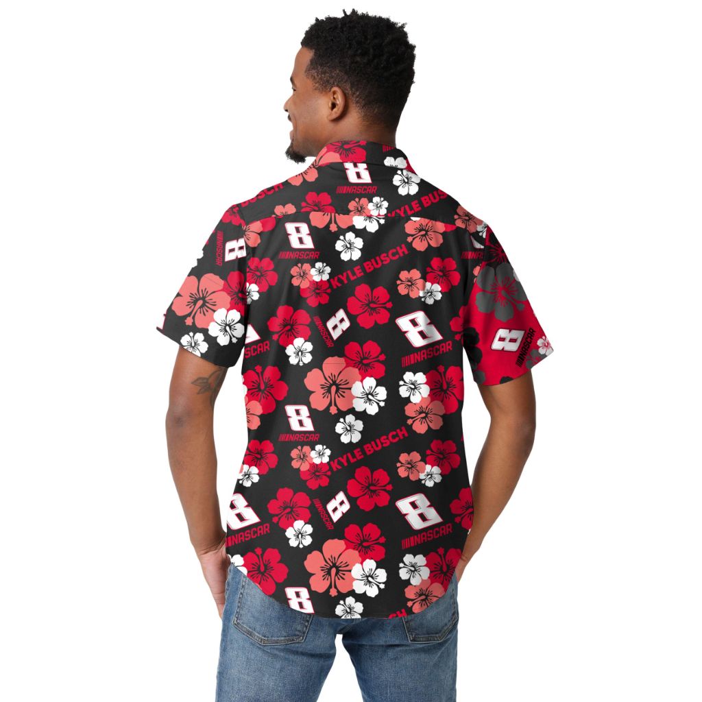 SZ XL, FOCO NASCAR Kyle Busch Mens Split Color Floral Button Up