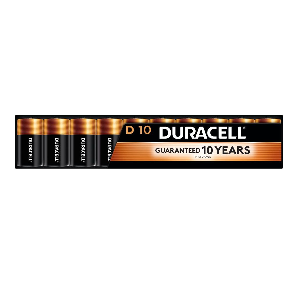 Duracell Coppertop D Batteries, 10 Count (1 Pack)