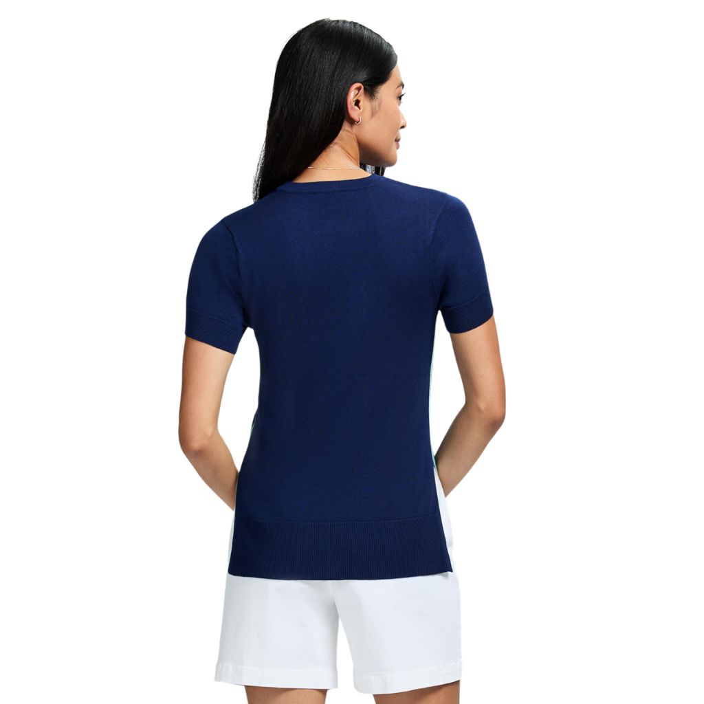 Izod Women's Short Sleeve Performance Stretch Sweater, Medieval Blue - size XL