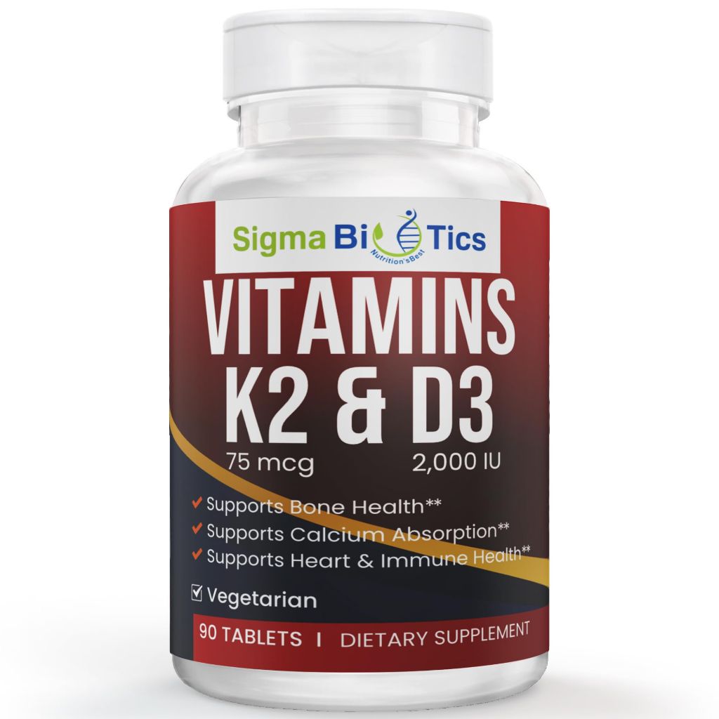 SigmaBiotics Chewable Vitamin D3 with K2 (MK7) Supplement | Bone & Heart Health Support 90 Tablets
