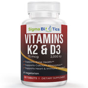 SigmaBiotics Chewable Vitamin D3 with K2 (MK7) Supplement | Bone & Heart Health Support 90 Tablets