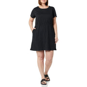 Amazon Essentials Women's Short Sleeve Elastic Waist Cotton Jersey Minidress, Black, Small