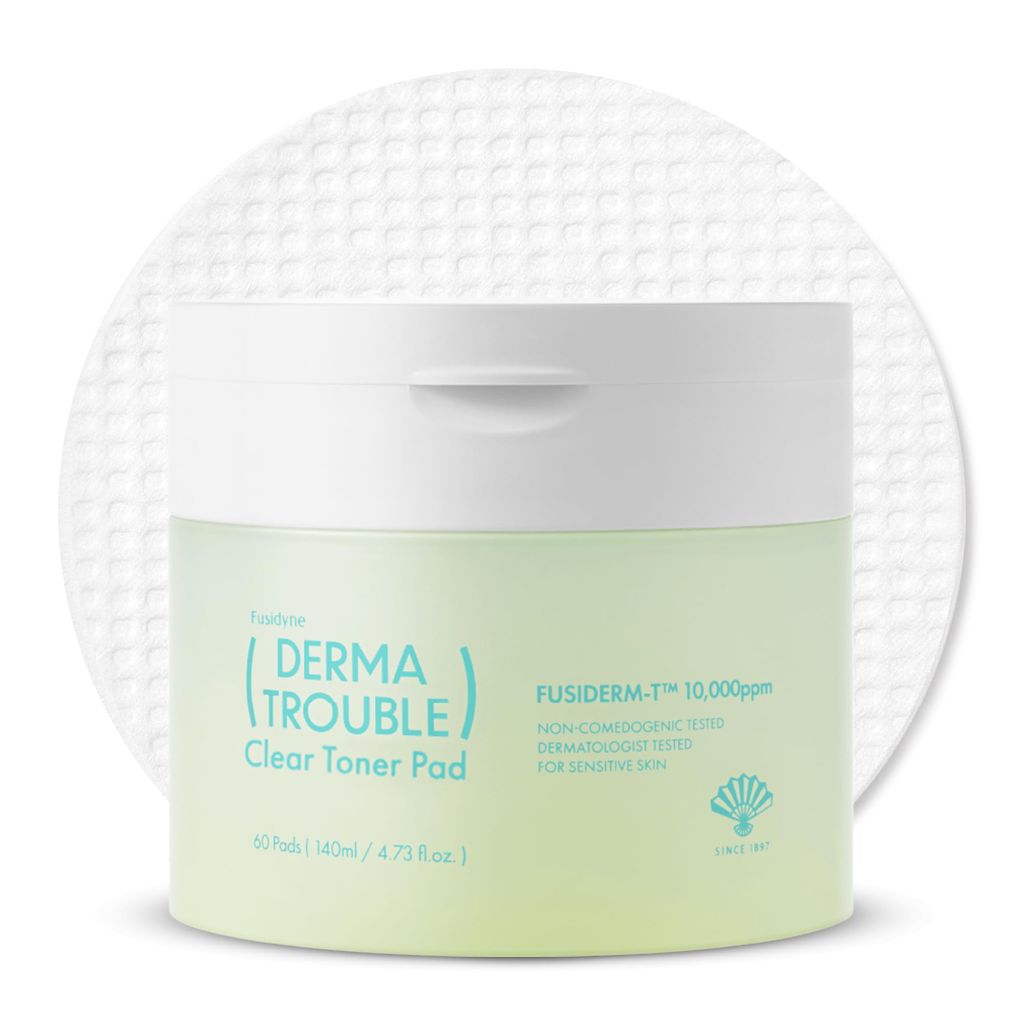 FUSIDYNE Derma Trouble Clear Toner Pads - 60ct Korean Exfoliating Pads with LHA & PHA for Pore Care
