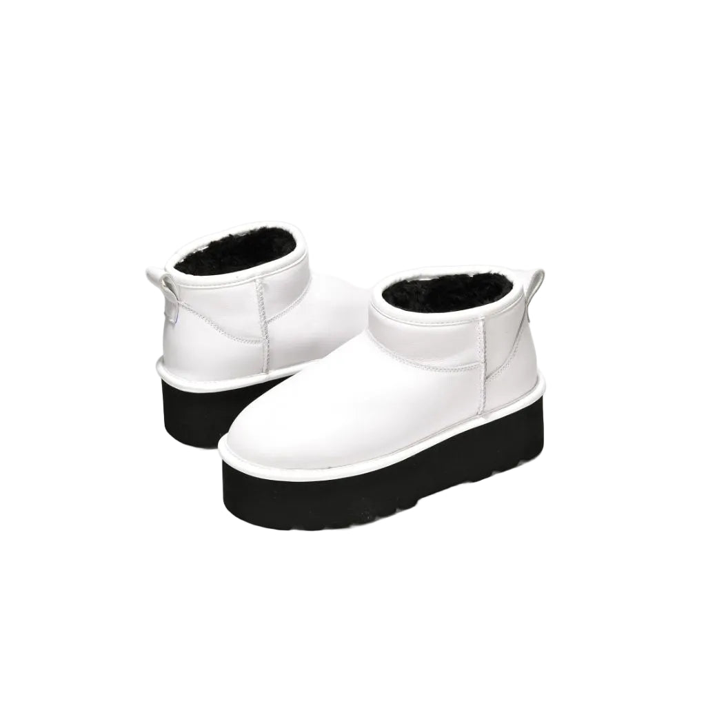 Project Cloud 100% Genuine Leather Ankle Boots for Women, Huggy, White - size 7