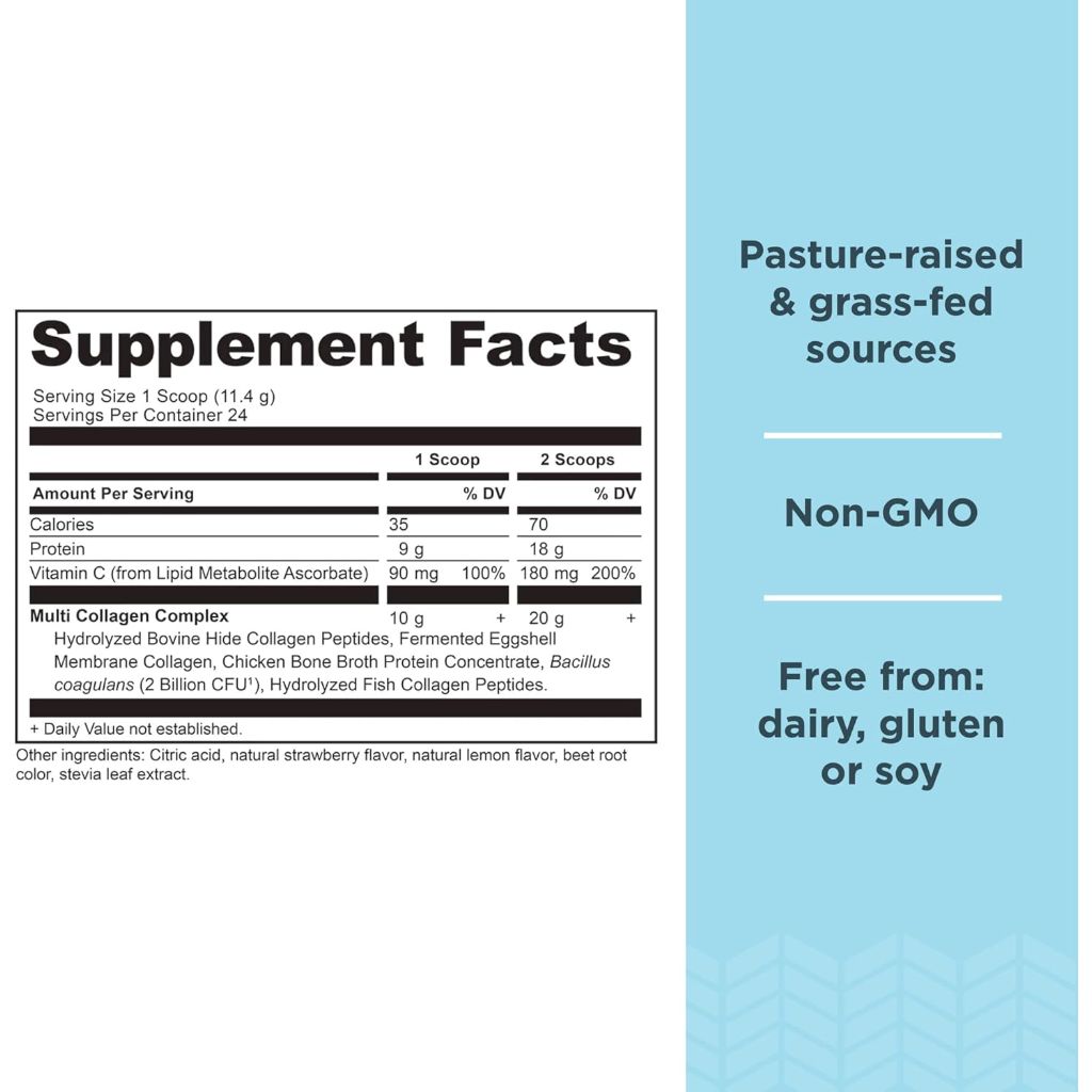 Ancient Nutrition Multi Collagen Protein Powder - Strawberry Lemonade, 24svgs.