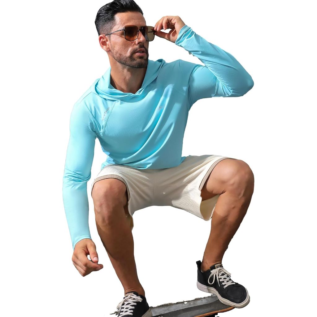 SZ L, Angel season Men's Rash Guard Shirts UPF 50+ Long Sleeve Swim Shirts Quick Dry UV Sun Protection Lightweight