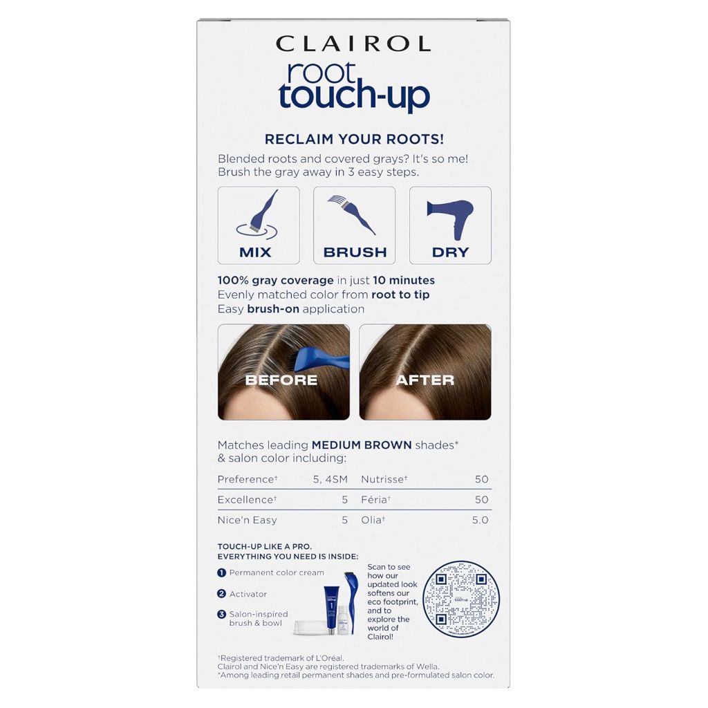 Clairol Root Touch-Up Colorblend Permanent Hair Dye - 5 Medium Brown, 2 Pack