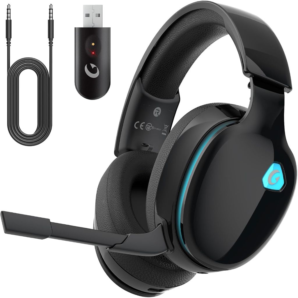 Wireless Gaming Headset 2.4GHz for PS5, PS4 Fortnite/Call of Duty/FPS - Black