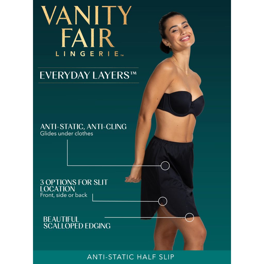 Vanity Fair womens Everyday Layers Single Slit Half Slip, Damask Neutral, Large (16" Length)