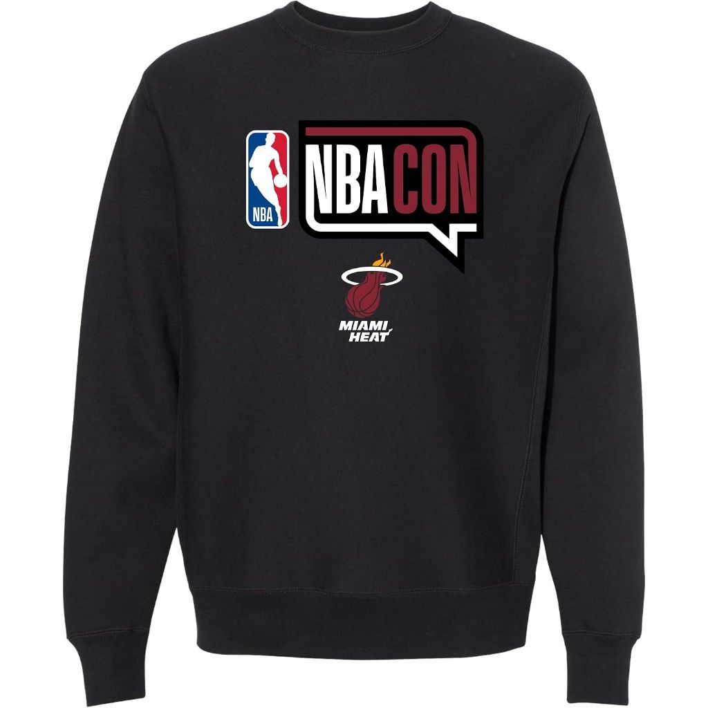 NBA Con Adult's Pullover Crew Sweatshirt - Miami Heat, XL (Black)