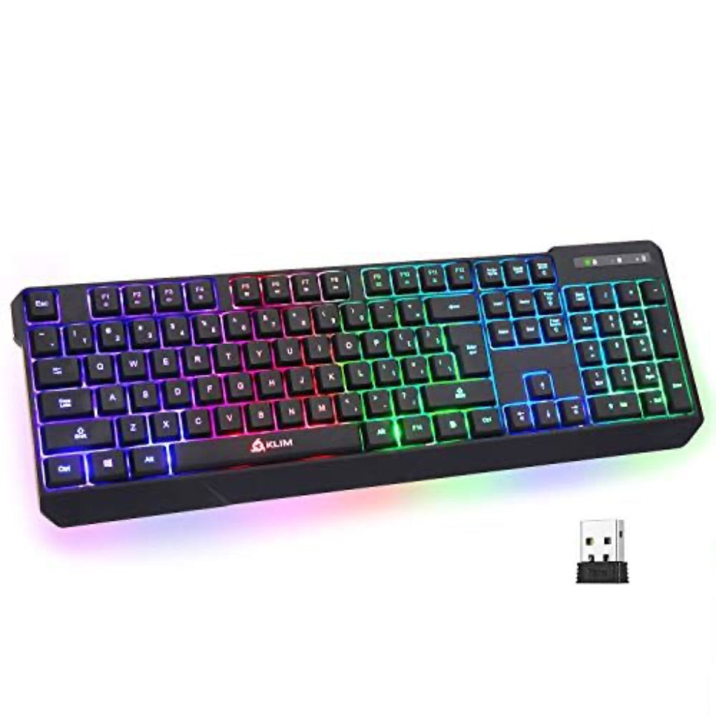 KLIM Chroma Rechargeable Wireless Gaming Keyboard, Slim, Durable, Ergonomic, Quiet, Backlit  for PC/PS4/Xbox One/Mac