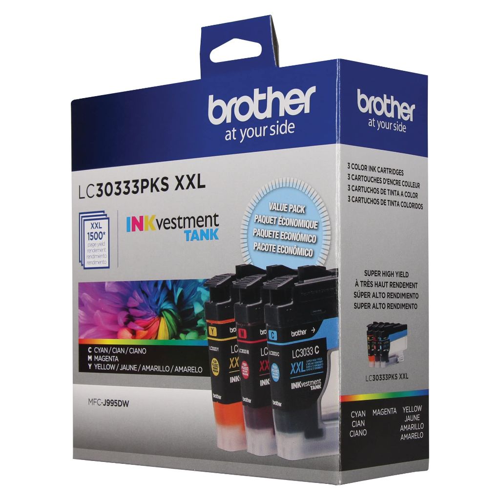 Brother Genuine 3-Pack; Includes 1 Cartridge each of Cyan, Magenta & Yellow, LC3033
