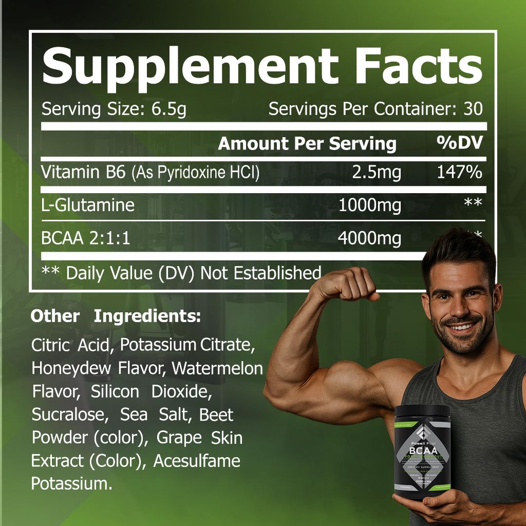 Fossil Fuel Sugar-Free BCAA Powder – Fruit Punch (30 Servings)