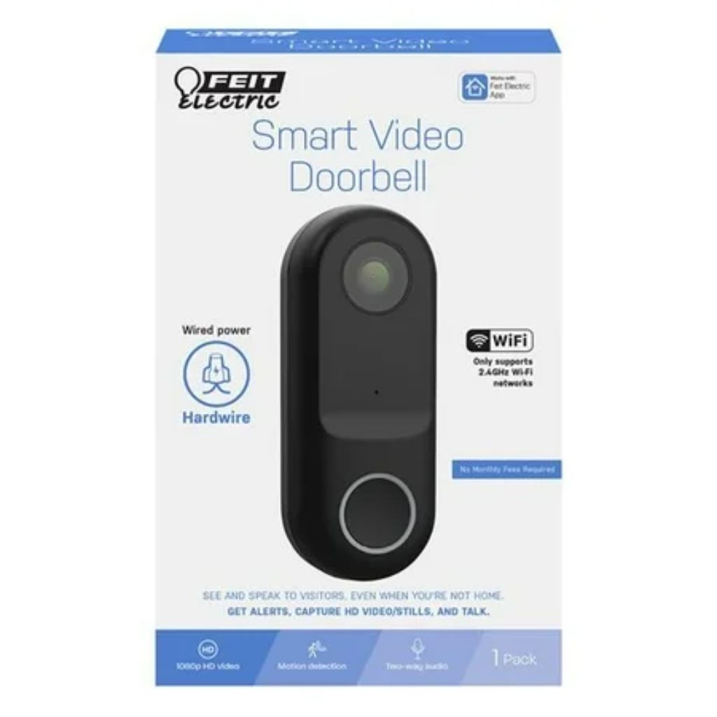 Feit Electric 4.5 in. Samrt Video Doorbell - Black