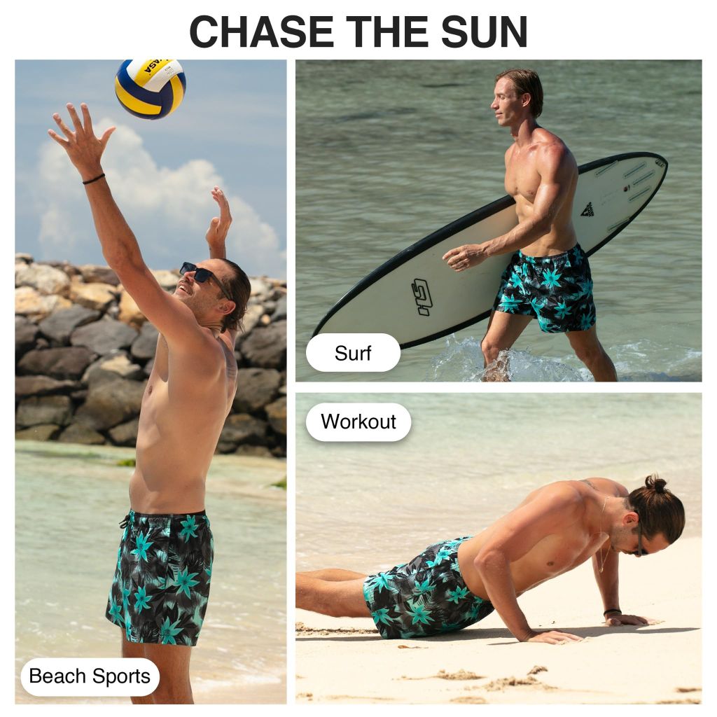 Kanu Surf 5” Men’s Swim Trunks, UPF 50+, Compression Liner (XX-Large)