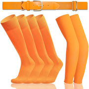 Youth Baseball/Softball Belt and Socks Combo Set with Arm Sleeve UV Protection - Orange, (Youth Size)