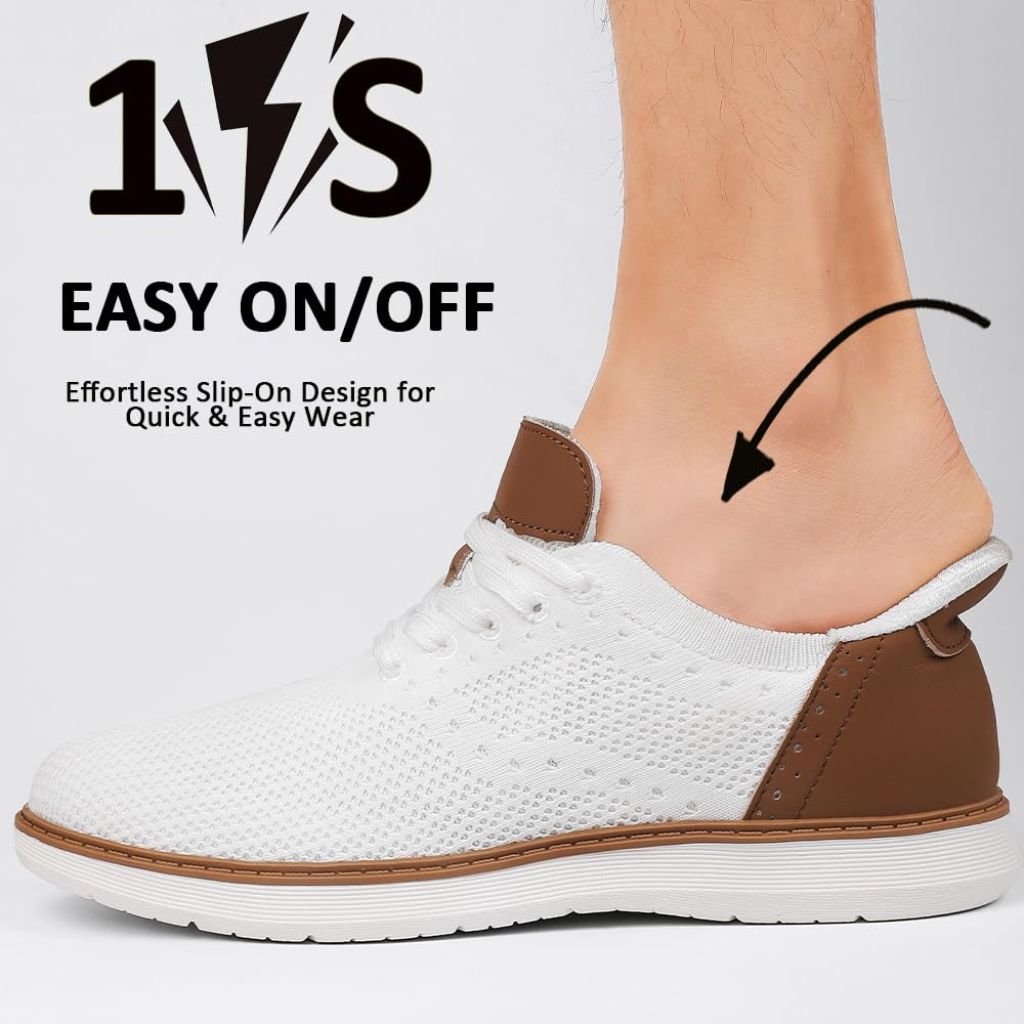 EADNLY Mens Slip On Casual Dress Sneakers (White,47)